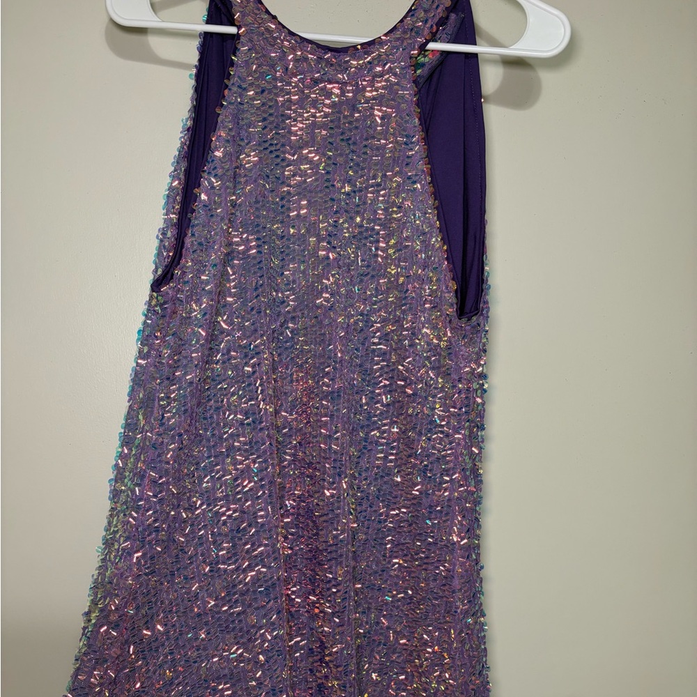 SHEIN Purple Iridescent Sequin Midi Dress